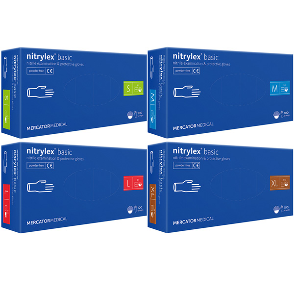 GUANTI IN NITRILE NITRYLEX BASIC BLU - senza polvere - conf.100pz - varie misure