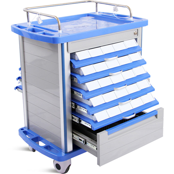 CARRELLO MULTIFUNZIONE DA FARMACIA DOUBLE FACE NEO - 10 cassetti piccoli e uno grande - 75x48xh.92cm