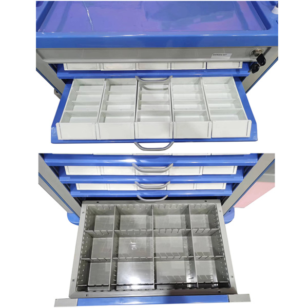 CARRELLO MULTIFUNZIONE DA FARMACIA DOUBLE FACE NEO - 10 cassetti piccoli e uno grande - 75x48xh.92cm