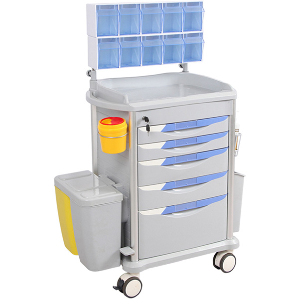 CARRELLO MULTIFUNZIONE ANESTESIA NEO PLUS - 5 cassetti - ripiano estraibile - 75x37,5xh.93cm