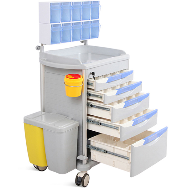 CARRELLO MULTIFUNZIONE ANESTESIA NEO PLUS - 5 cassetti - ripiano estraibile - 75x37,5xh.93cm