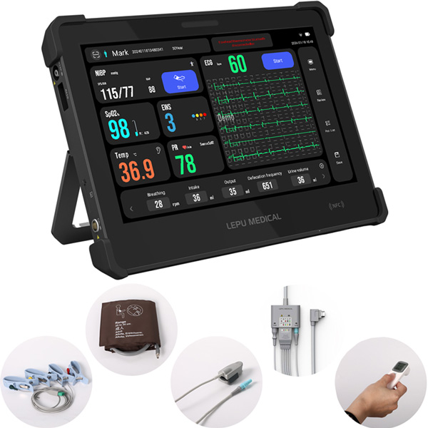 MONITOR MULTIPARAMETRICO AIVIEW TABLET - display 10" touchscreen - con ECG, SpO2, PR, TEMP, NIBP