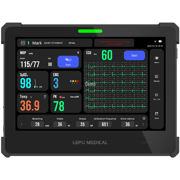 MONITOR MULTIPARAMETRICO AIVIEW TABLET - display 10" touchscreen - con ECG, SpO2, PR, TEMP, NIBP