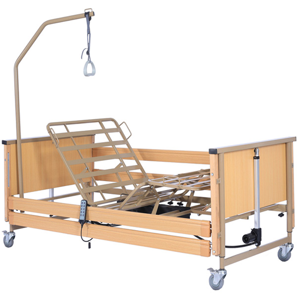 LETTO DEGENZA ELETTRICO - 4 SEZIONI - doghe in legno - portata 180kg - alt. variabile - con ruote