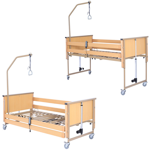 LETTO DEGENZA ELETTRICO - 4 SEZIONI - doghe in legno - portata 180kg - alt. variabile - con ruote