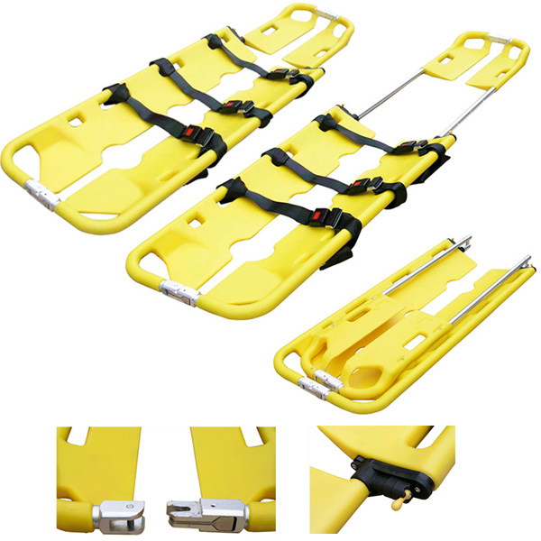 BARELLA A CUCCHIAIO PIEGHEVOLE HDPE - peso 8kg - portata 160kg - completa di 3 cinture - GIALLA