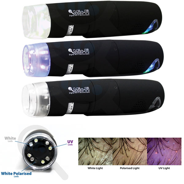 DERMATOSCOPIO MIC-FI - Wi-Fi / USB - 3 tipi di luce - con filtro polarizzato e software