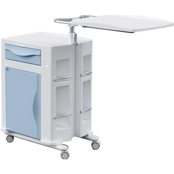 COMODINO BIFACCIALE OLYMPUS CON TAVOLO SERVITORE ELEVABILE - 61x48xh.91cm