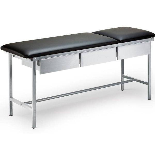 LETTINO DA VISITA IN ACCIAO INOX CON 3 CASSETTI - portata 150kg - 177x60xh.80cm - nero