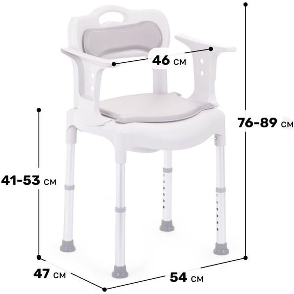 SEDIA DOCCIA E COMODA WC - altezza regolabile - grigia / bianca