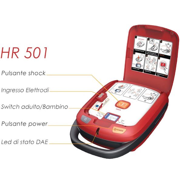 DEFIBRILLATORE DAE SEMIAUTOMATICO RADIAN QBIO HEART GUARDIAN HR501 - bivalente adulto pediatrico
