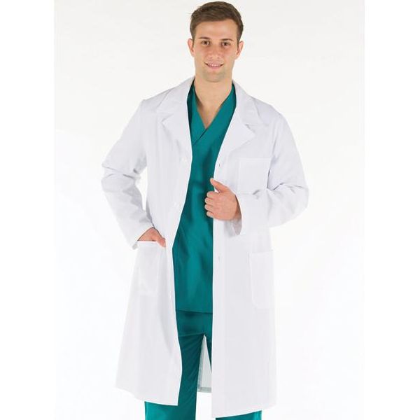 CAMICE MEDICO DOTTORE INFERMIERE UOMO - cotone 100% - bianco - varie misure