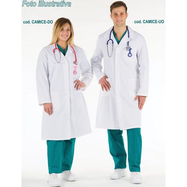 CAMICE MEDICO DOTTORE INFERMIERE UOMO - cotone 100% - bianco - varie misure