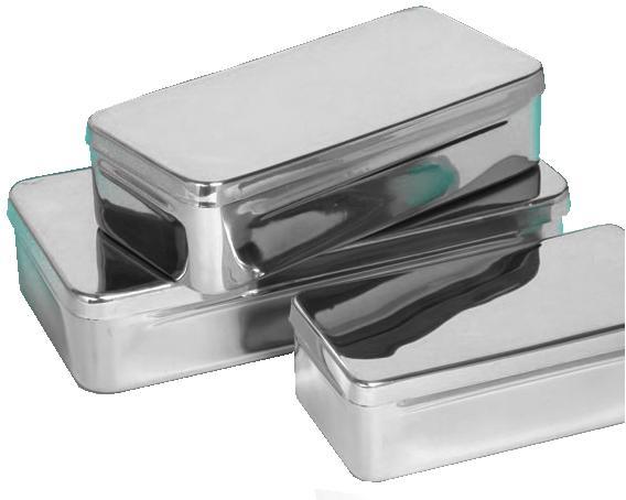 SCATOLA ACCIAIO BACINELLA CON COPERCHIO 25x12x6 cm