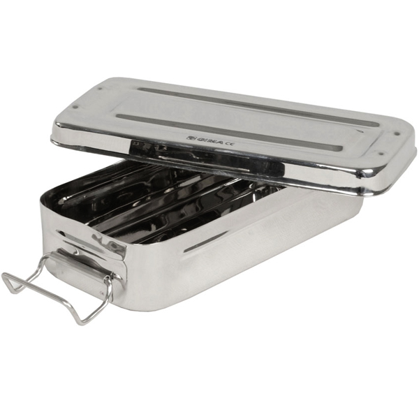 SCATOLA AUTOCLAVABILE in acciaio inox con manici - 20x10xh.4,5cm