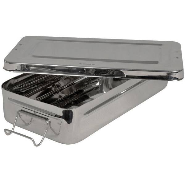 SCATOLA CON MANICI in acciaio inox - autoclavabile - 30x15x6cm