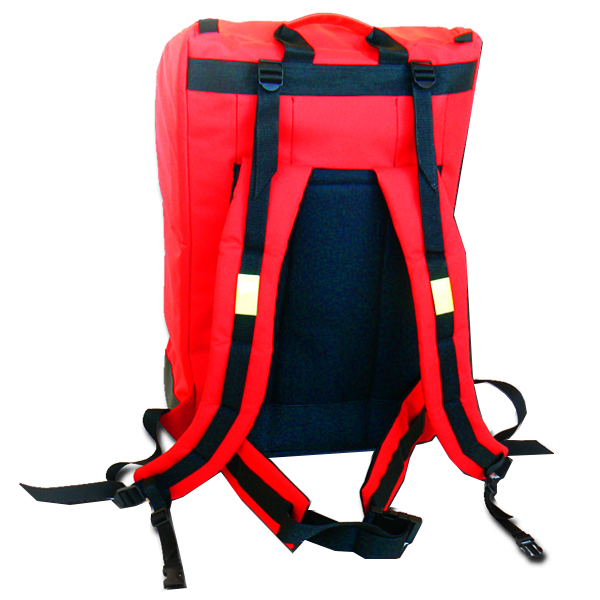 ZAINO BORSA EMERGENZA SOCCORSO PER AMBULANZA IN CORDURA ROSSO - 40x30xh.57cm - vuoto