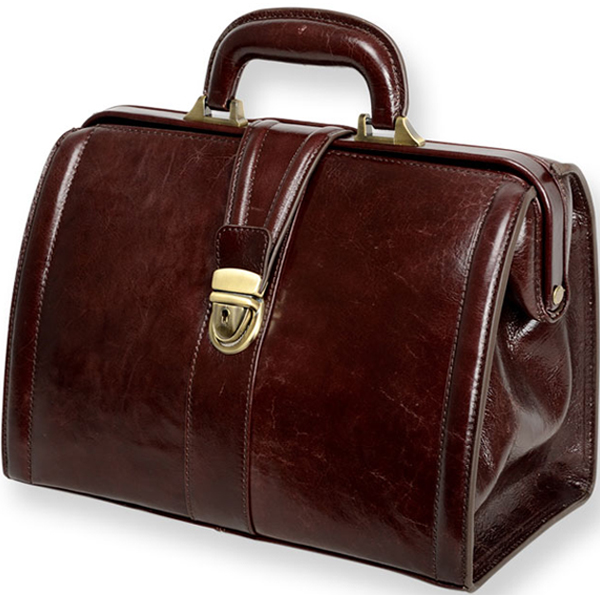BORSA MEDICO DOTTORE FIORE IN 100% VERO CUOIO - 34x17x21cm - colore cuoio