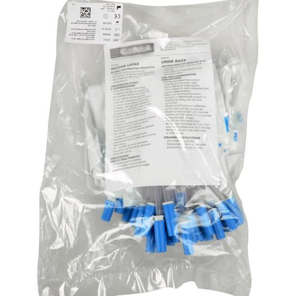 SACCA URINE DA GAMBA 750cc  tubo 35cm con valvola antireflusso - conf.30pz