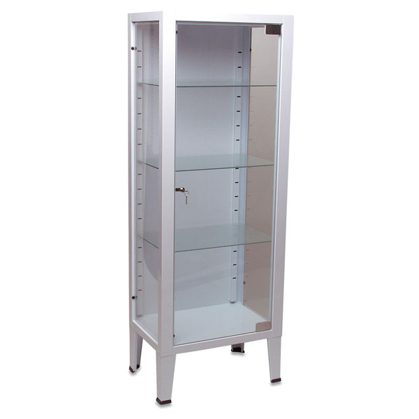 ARMADIO VETRINA in acciaio e vetro - 1 anta / 3 ripiani - 53x36xh.144cm