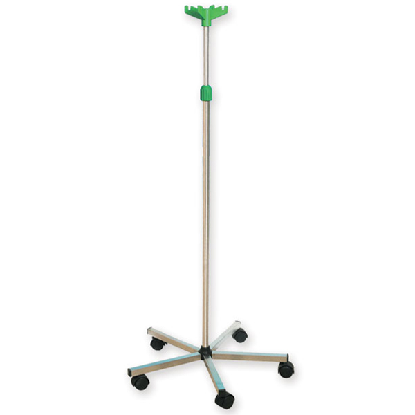 ASTA PORTAFLEBO 4 GANCI - acciaio inox - su piantana 5 rotelle