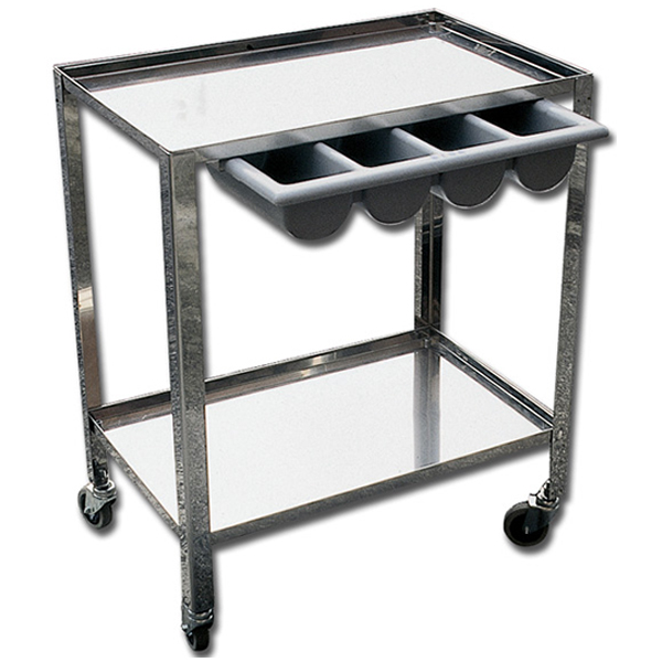 CARRELLO INOX - cassetto in plastica a 4 scomparti