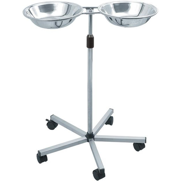 CARRELLO PORTACATINO DOPPIO in acciaio inox - altezza reg. 60/95cm