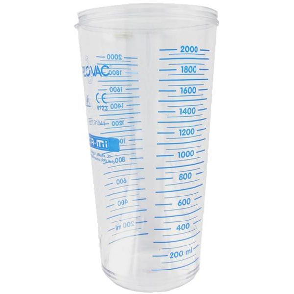 VASO FLACONE CON VALVOLA DA 2lt - autoclavabile - per sacca monouso Flovac cod. 28273