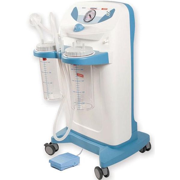ASPIRATORE CHIRURGICO HOSPI PLUS FULL MPR SU RUOTE - con pedale - 230V - 2x5lt - 90lt/min