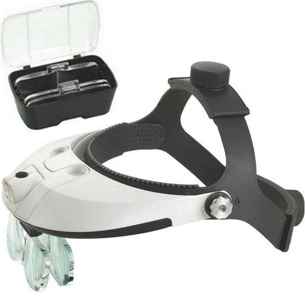 CASCO OCCHIALE INGRANDITORE A 2 LED - fino a 6X - con valigetta e 5 lenti