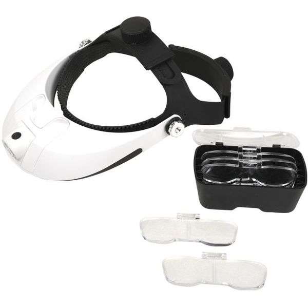 CASCO OCCHIALE INGRANDITORE A 2 LED - fino a 6X - con valigetta e 5 lenti
