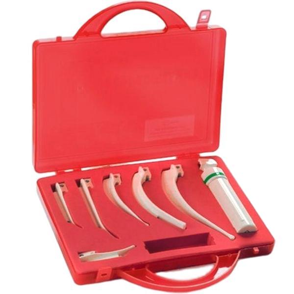SET LARINGOSCOPIO FIBRA OTTICA - con manico plastica + 6 lame - in valigetta