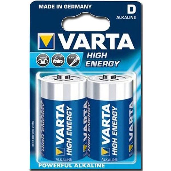 BATTERIE PILE ALCALINE TORCIA TIPO D 1,5V VARTA H.E. conf. 2pz