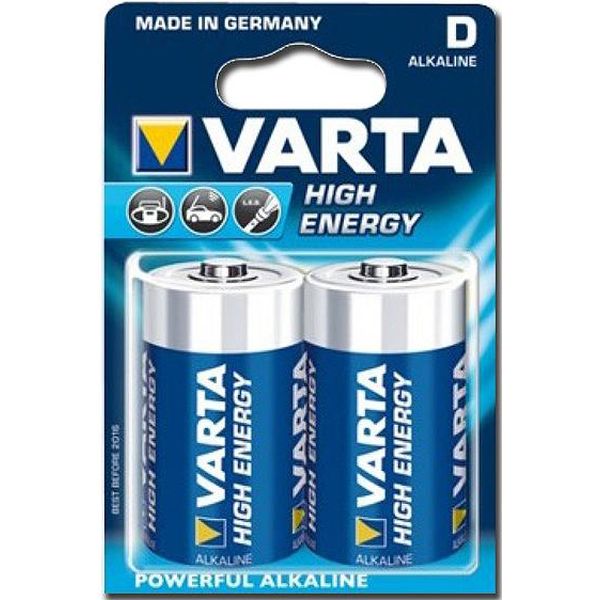 BATTERIE PILE ALCALINE TORCIA TIPO D - 1,5V - VARTA H.E. - conf. 2pz