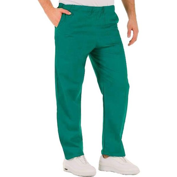 PANTALONE DOTTORE MEDICO INFERMIERE UNISEX in cotone 100% - verde - varie misure