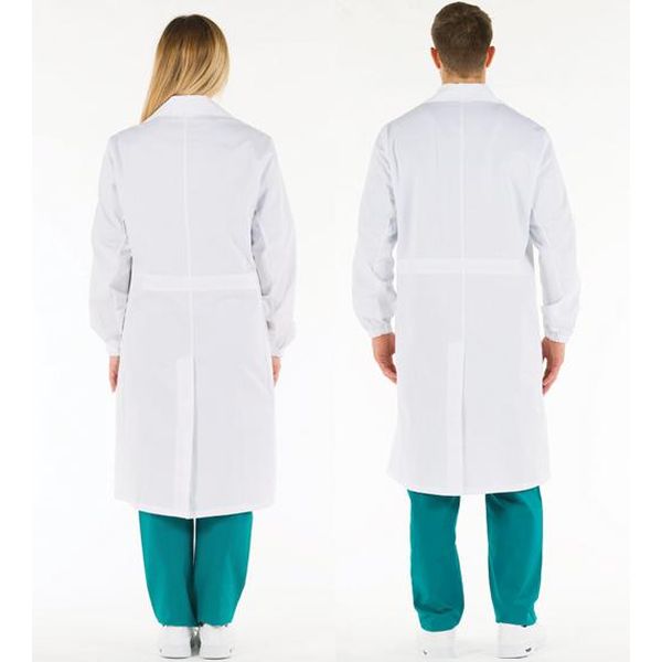 CAMICE MEDICO INFERMIERE UNISEX con bottoni automatici - cotone 100% - bianco - tg.40-58